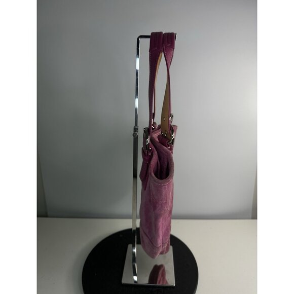 WORN / CLEANING Vintage Y2K Coach 9522 Soho Pink Suede Shoulder Bag Purse - Picture 4 of 12